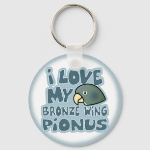 I Love My Bronze Winged Pionus Keychain