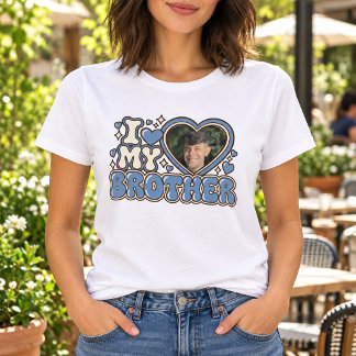 I Love My Brother Personalized Heart Photo T-Shirt