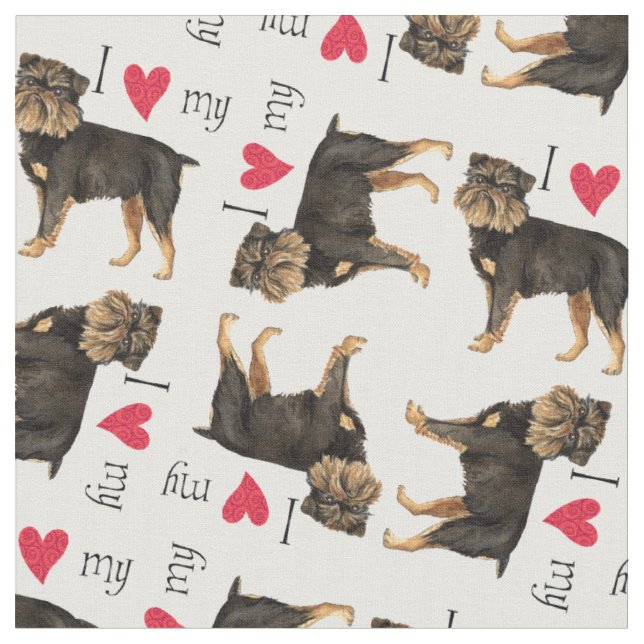 I Love my Brussels Griffon Fabric (Close Up)