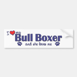 I Love My Bull Boxer (Female Dog) Bumper Sticker