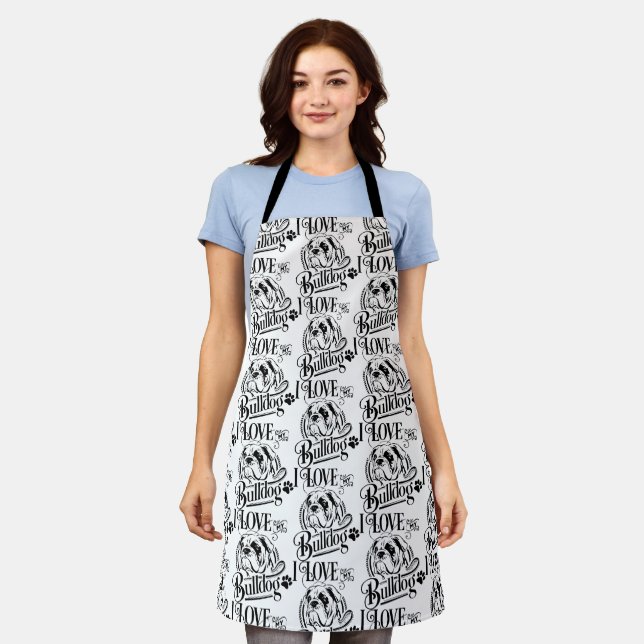 I love My Bull Dog Apron (Worn)