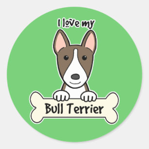 I Love My Bull Terrier Classic Round Sticker