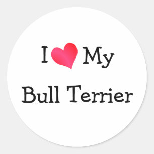 I Love My Bull Terrier Classic Round Sticker