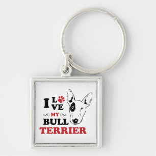 I Love My Bull Terrier Cute Puppy Dog Mom Dad Keychain