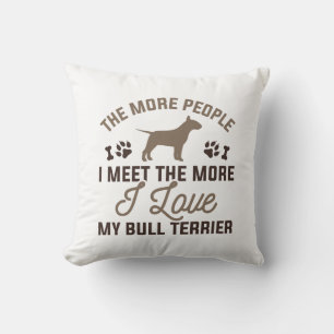 I Love My Bull Terrier Throw Pillow