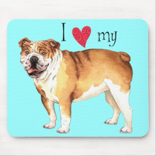 I Love my Bulldog Mouse Pad