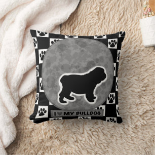 I Love My Bulldog  Throw Pillow