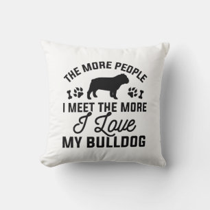 I Love My Bulldog Throw Pillow
