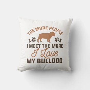 I Love My Bulldog Throw Pillow