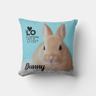 I Love My Bunny PHOTO Gift for House Rabbit Owners Throw Pillow
