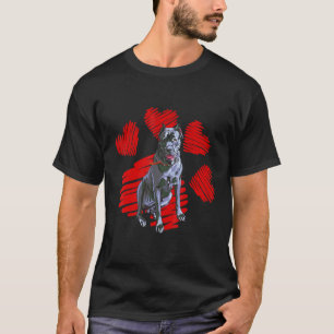 I Love My Cane Corso Dog Paw With Heart Valentine T-Shirt