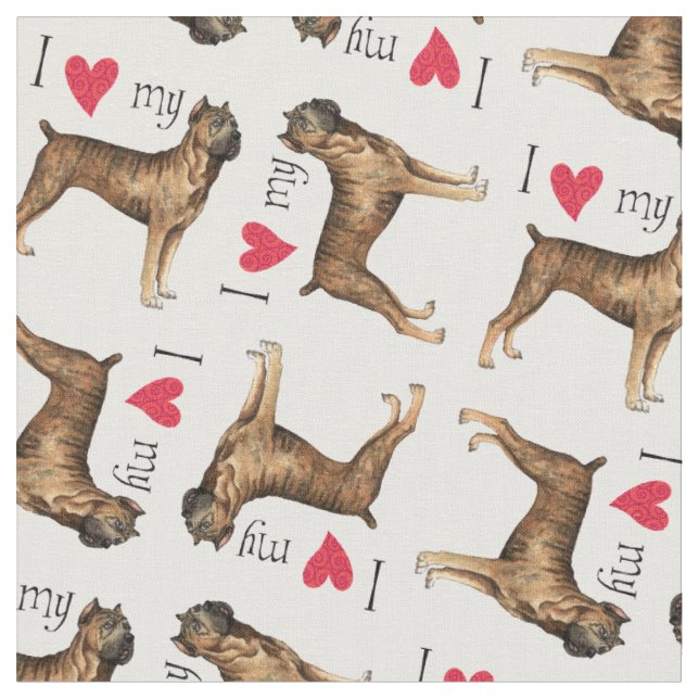 I Love my Cane Corso Fabric (Close Up)
