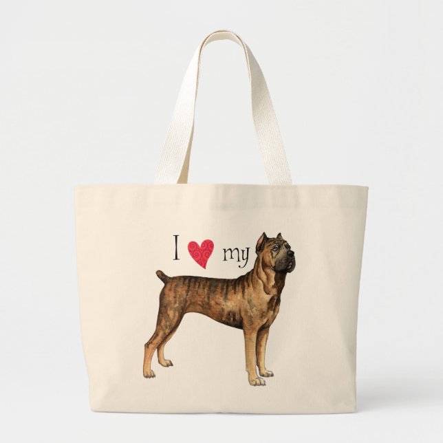 I Love my Cane Corso Large Tote Bag (Front)