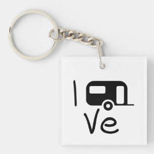 I love my caravan. I like camping. Holiday Keychain