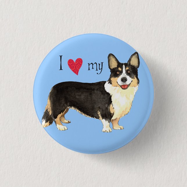 I Love my Cardigan Welsh Corgi 1 Inch Round Button (Front)