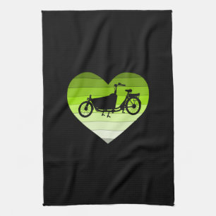 I Love My Cargo Bike- Green Retro Heart Kitchen Towel