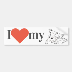 "I love my" cat and dog / pets Bumper Sticker
