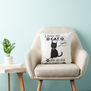 I Love My Cat Animal Kitty Throw Pillow