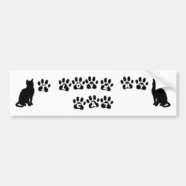 I Love My Cat--Black Text Bumper Sticker (Front)