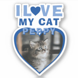 I love my Cat Blue Heart Photo Pet Name