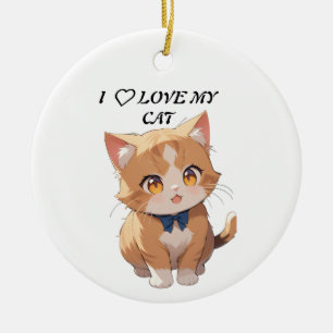 I love my cat ceramic ornament