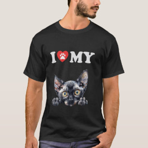 I Love My Cat Cornish Rex Kitten Funny Cat Lover M T-Shirt