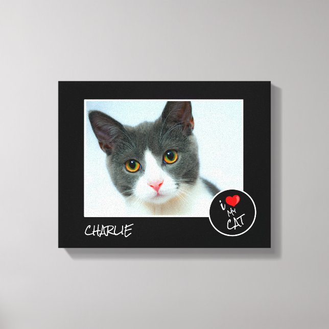 I Love My Cat, Custom Photo – Pet Lovers Canvas Print (Front)