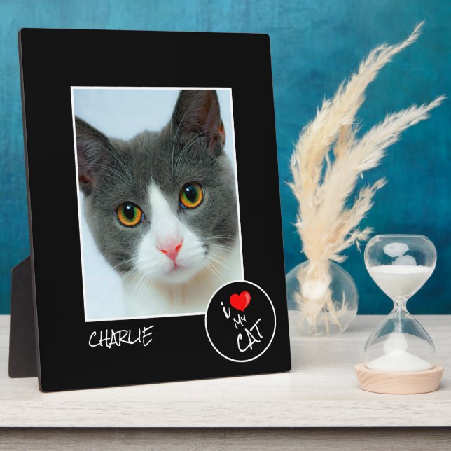I Love My Cat, Custom Photo – Pet Lovers Plaque (Side)