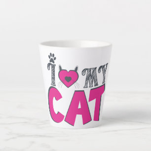 I Love My Cat – Cute Pet Lover Design Latte Mug