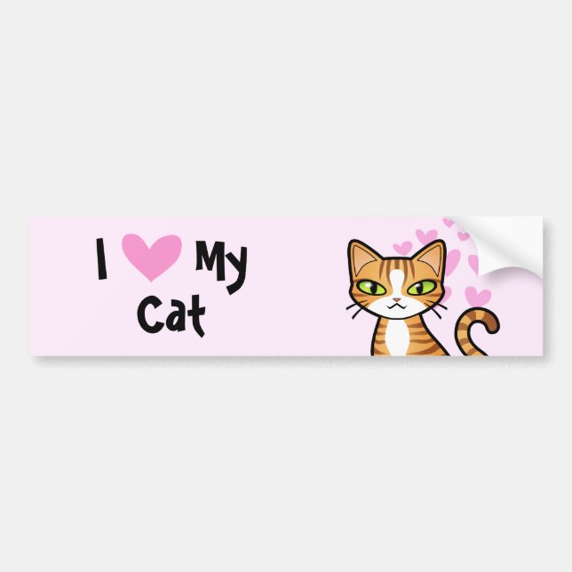 I Love My Cat (design your own cartoon cat) Bumper Sticker (Front)