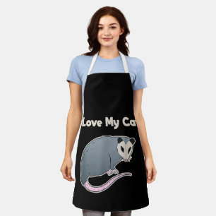 I Love My Cat Funny Opossum Apron