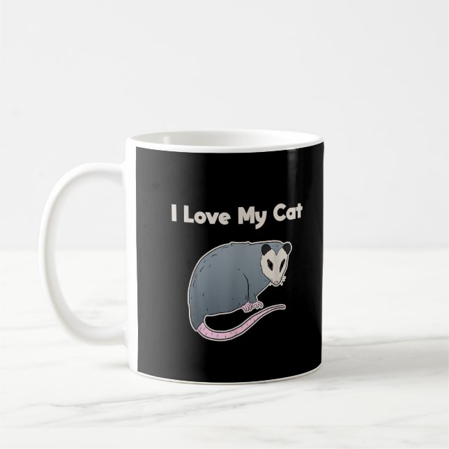 I Love My Cat Funny Opossum Coffee Mug (Left)