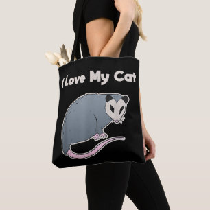 I Love My Cat Funny Opossum Tote Bag