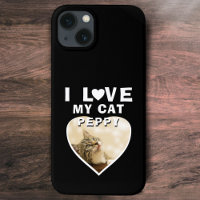 I love my Cat Heart Cat Name Photo Black