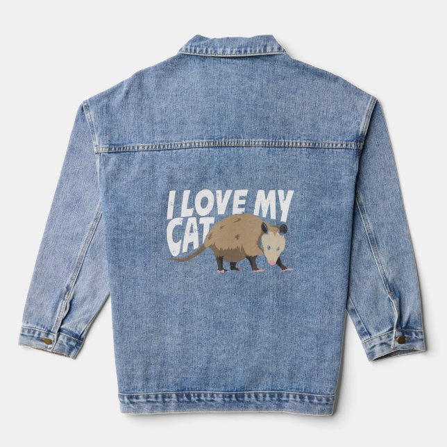I Love My Cat Opossum  Denim Jacket (Back)