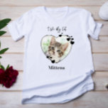 I Love My Cat Personalized Heart Pet Photo T-Shirt<br><div class="desc">Carry your best friend with you everywhere you go with this custom pet photo dog lover shirt ! A must have for every cat lover, cat mom and cat dad ! A fun twist on I Love My Cat, this shirt quote "I Love My Cat" ... Personalize wth your cat's...</div>