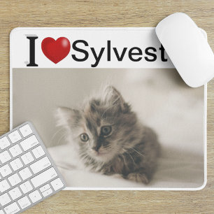 I Love My Cat personalized photo Mouse Pad