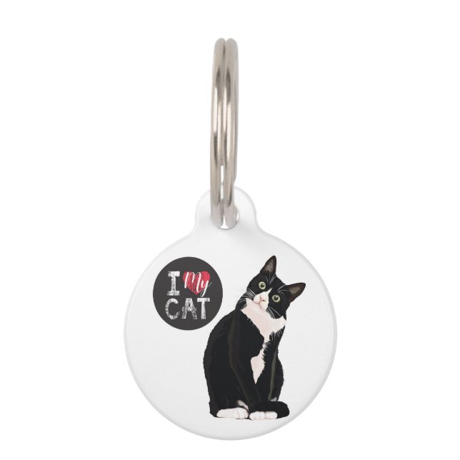 I Love my Cat Pet ID Tag (Front)