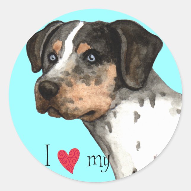 I Love my Catahoula Classic Round Sticker (Front)