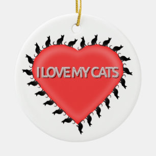 I Love My Cats Ceramic Ornament