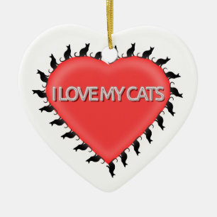 I Love My Cats Ceramic Ornament