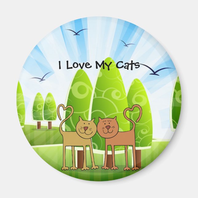 "I Love My Cats" charming refrigerator magnet (Front)