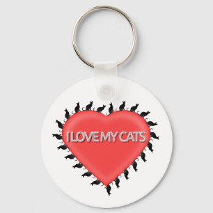 I Love My Cats Keychain