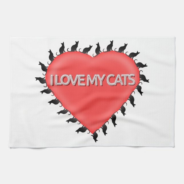 I Love My Cats Kitchen Towel (Horizontal)
