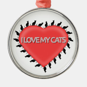I Love My Cats Metal Ornament