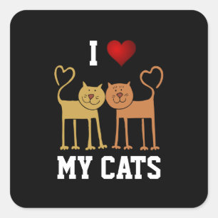 I Love My Cats Square Sticker