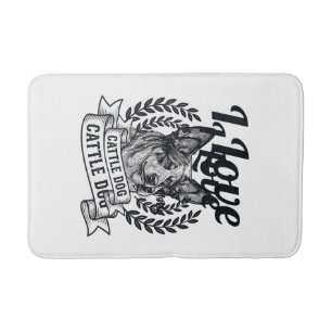 I Love My Cattle Dog Vintage Engraving Design_1 Bath Mat