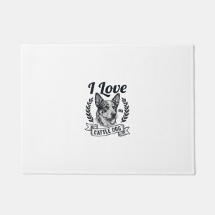 I Love My Cattle Dog Vintage Engraving Design_1 Doormat