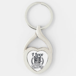 I Love My Cattle Dog Vintage Engraving Design_1 Keychain