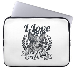 I Love My Cattle Dog Vintage Engraving Design_1 Laptop Sleeve